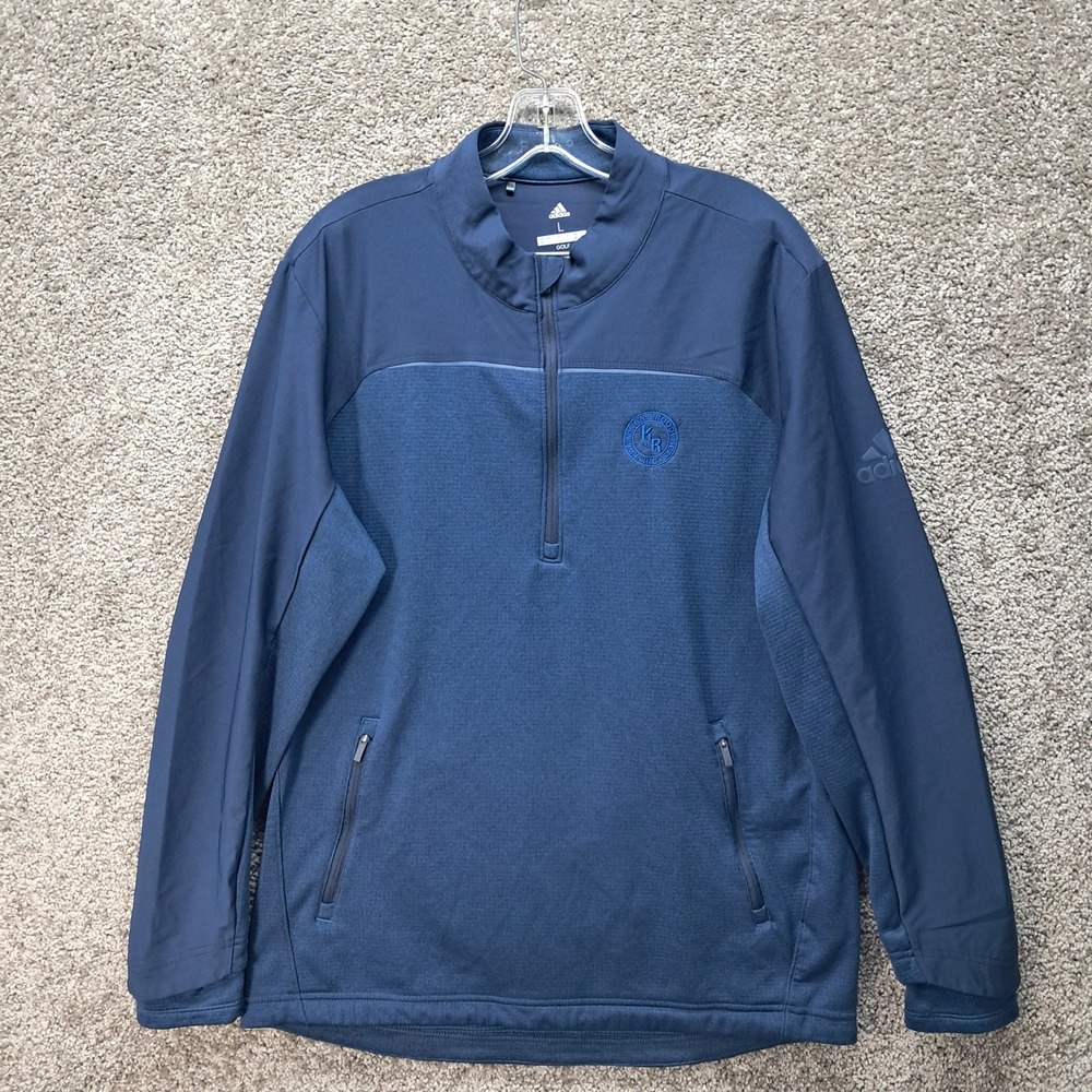 Adidas Golf Mens Blue 1/4 Zip Pullover Jacket Textured Hybrid Size L 7648